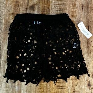 4 Our Dreamers Black eyelet Lace overlay swim cover up shorts  XS elastic waist